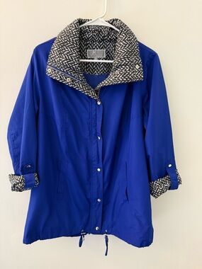 JM Collection Royal Blue Lightweight Jacket 0X Plus Size Roll Tab Sleeve